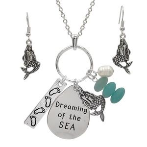 DREAMING OF THE SEA Mermaid Necklace Earrings Set